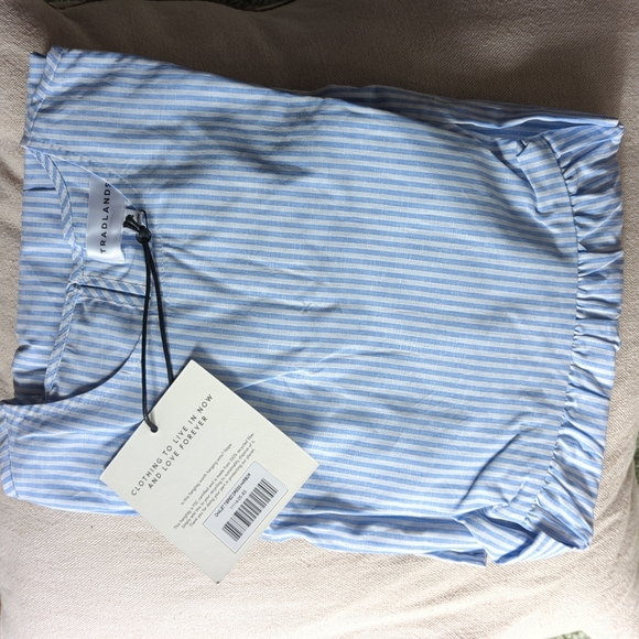 🆕 TRADLANDS CHALET TIERED DRESS COTTON LINEN HARBOR XS - Picture 8 of 8